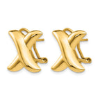 14k 16mm Polished X Omega Back Post Earrings