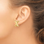 14k 16mm Polished X Omega Back Post Earrings