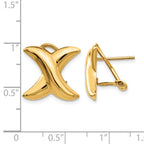 14k 16mm Polished X Omega Back Post Earrings