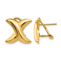 14k 16mm Polished X Omega Back Post Earrings