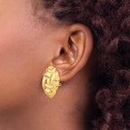 14k 27mm Polished Woven Omega Back Post Earrings