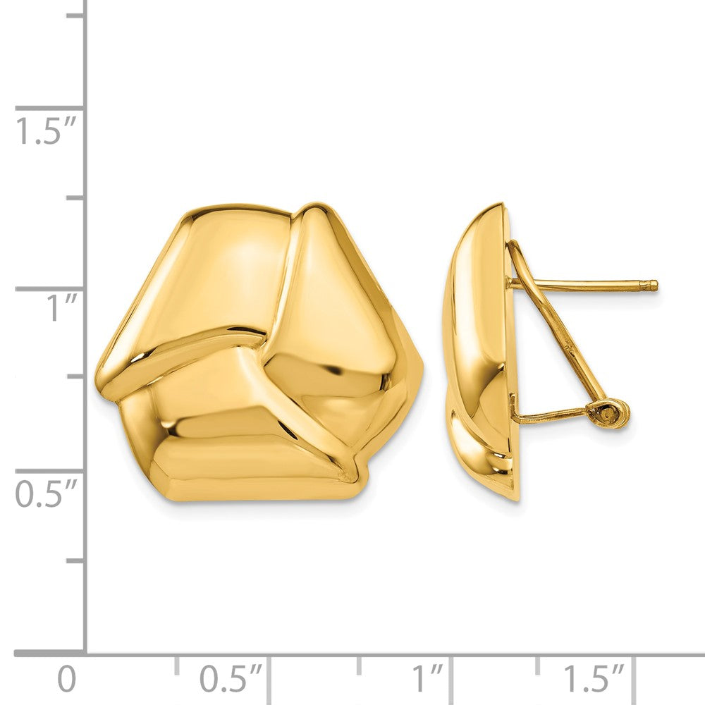 14k Polished Knot Omega Back Post Earrings