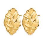 14k 27mm Polished and Satin Woven Omega Back Post Earrings