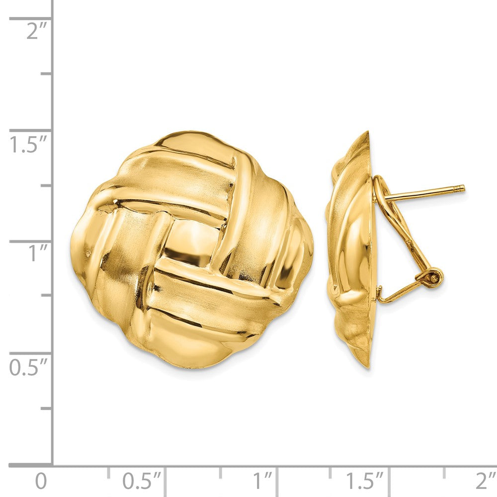 14k 27mm Polished and Satin Woven Omega Back Post Earrings