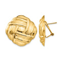 14k 27mm Polished and Satin Woven Omega Back Post Earrings