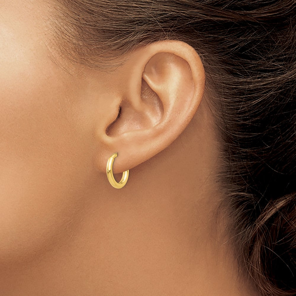14k 2.5x10mm Polished Tube Hoop Non-pierced Earrings