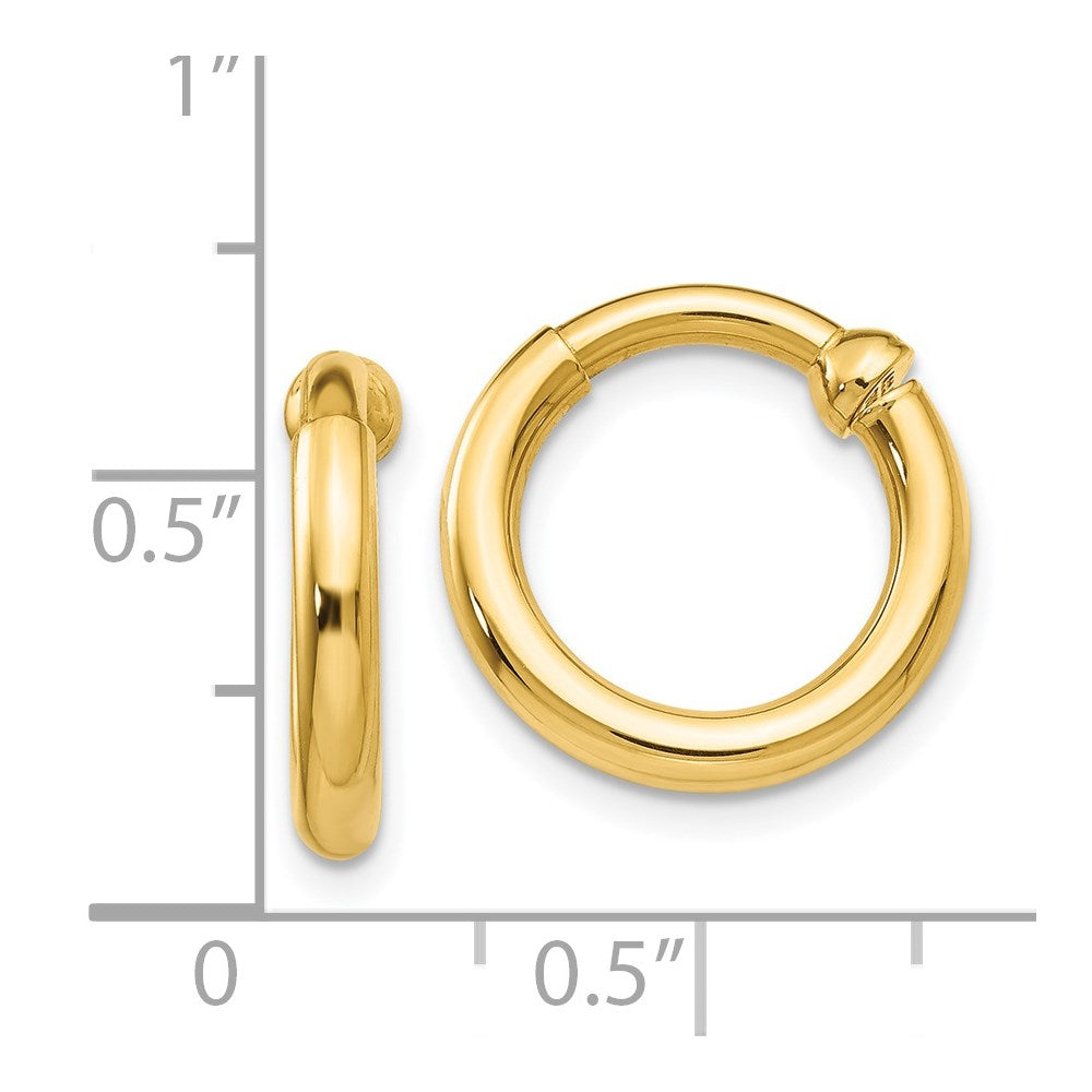 14k 2.5x10mm Polished Tube Hoop Non-pierced Earrings