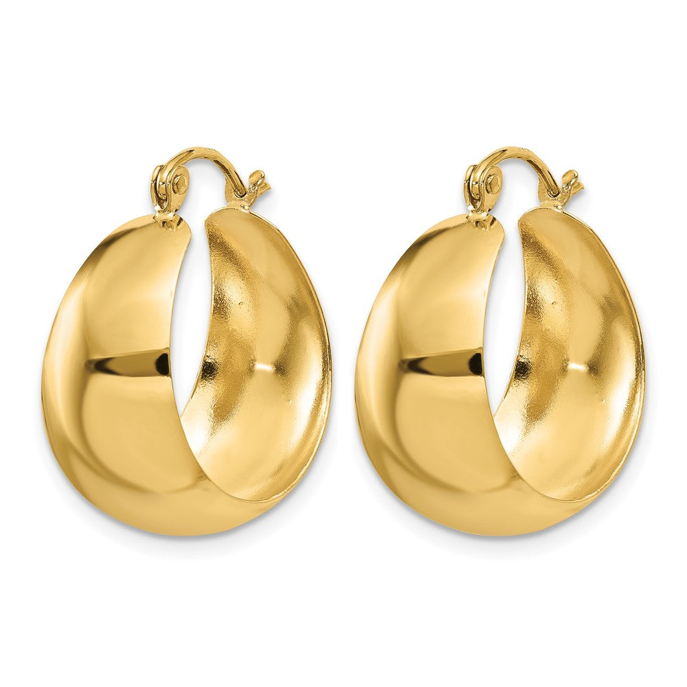 14k 10.5x23mm Polished Tapered Hoop Earrings
