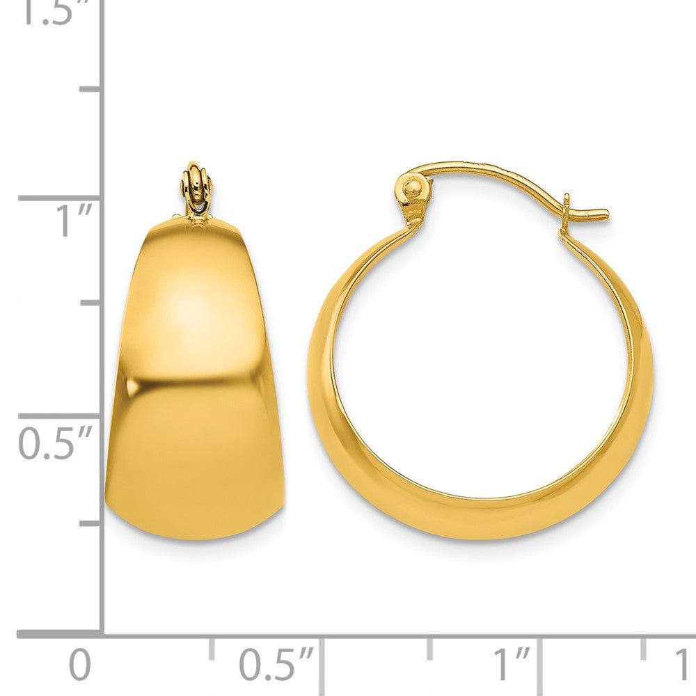 14k 10.5x23mm Polished Tapered Hoop Earrings