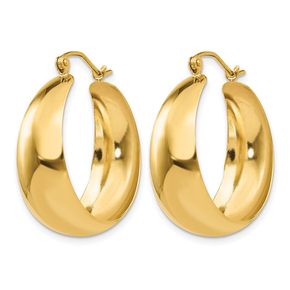 14k 10.5x28mm Polished Tapered Hoop Earrings