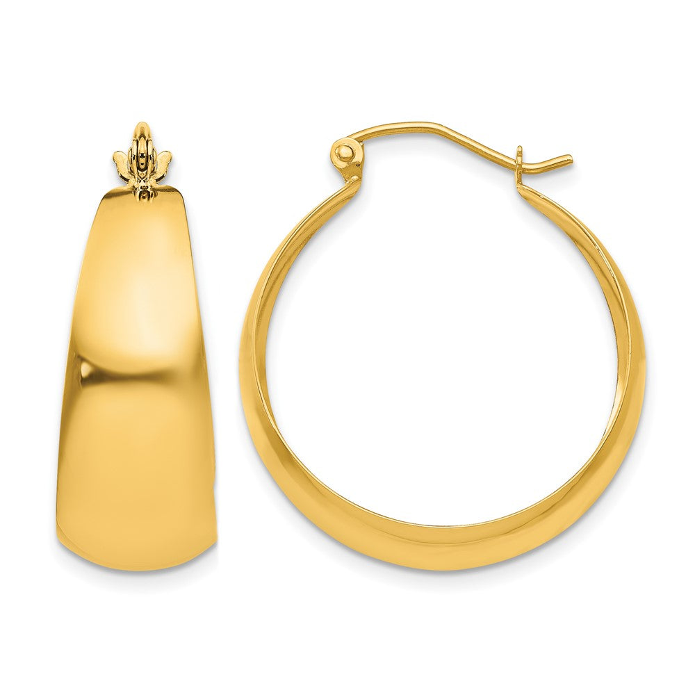 14k 10.5x28mm Polished Tapered Hoop Earrings