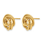 14k 13mm Polished Love Knot Post Earrings