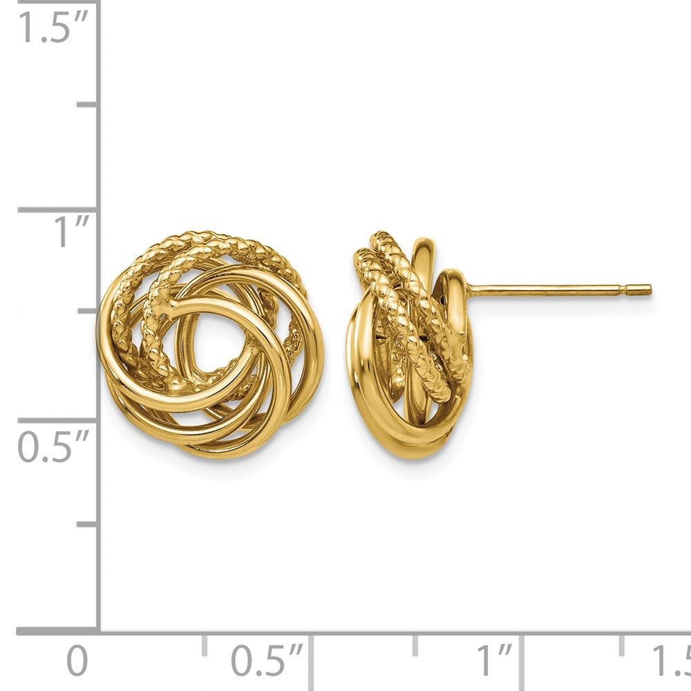 14k 13mm Polished Love Knot Post Earrings