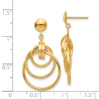 14k Polished and Textured Intertwined Circles Dangle Post Earrings