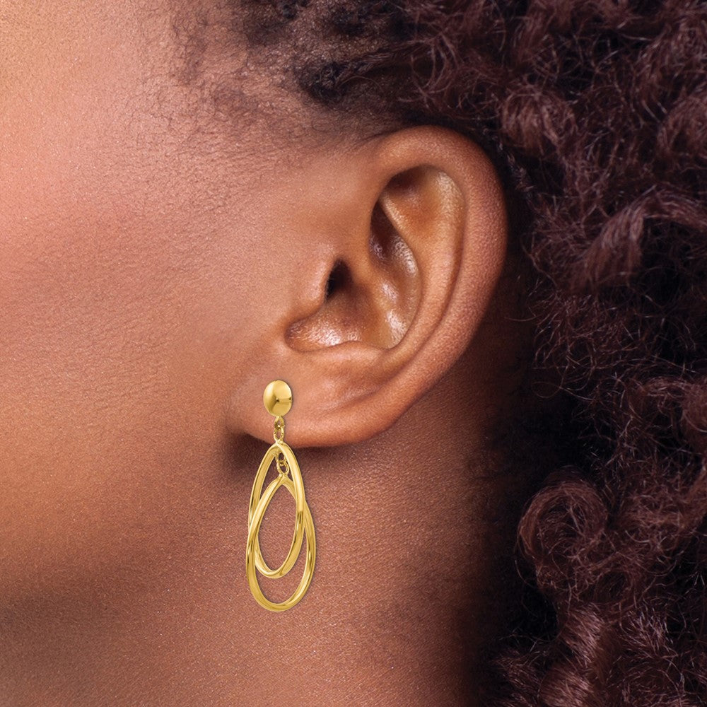 14k Polished Teardrop Dangle Post Earrings