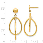 14k Polished Teardrop Dangle Post Earrings