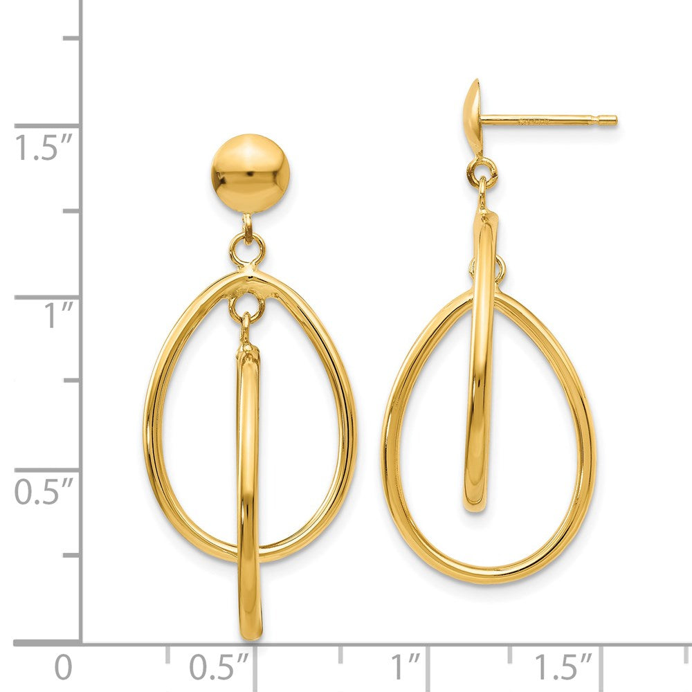 14k Polished Teardrop Dangle Post Earrings