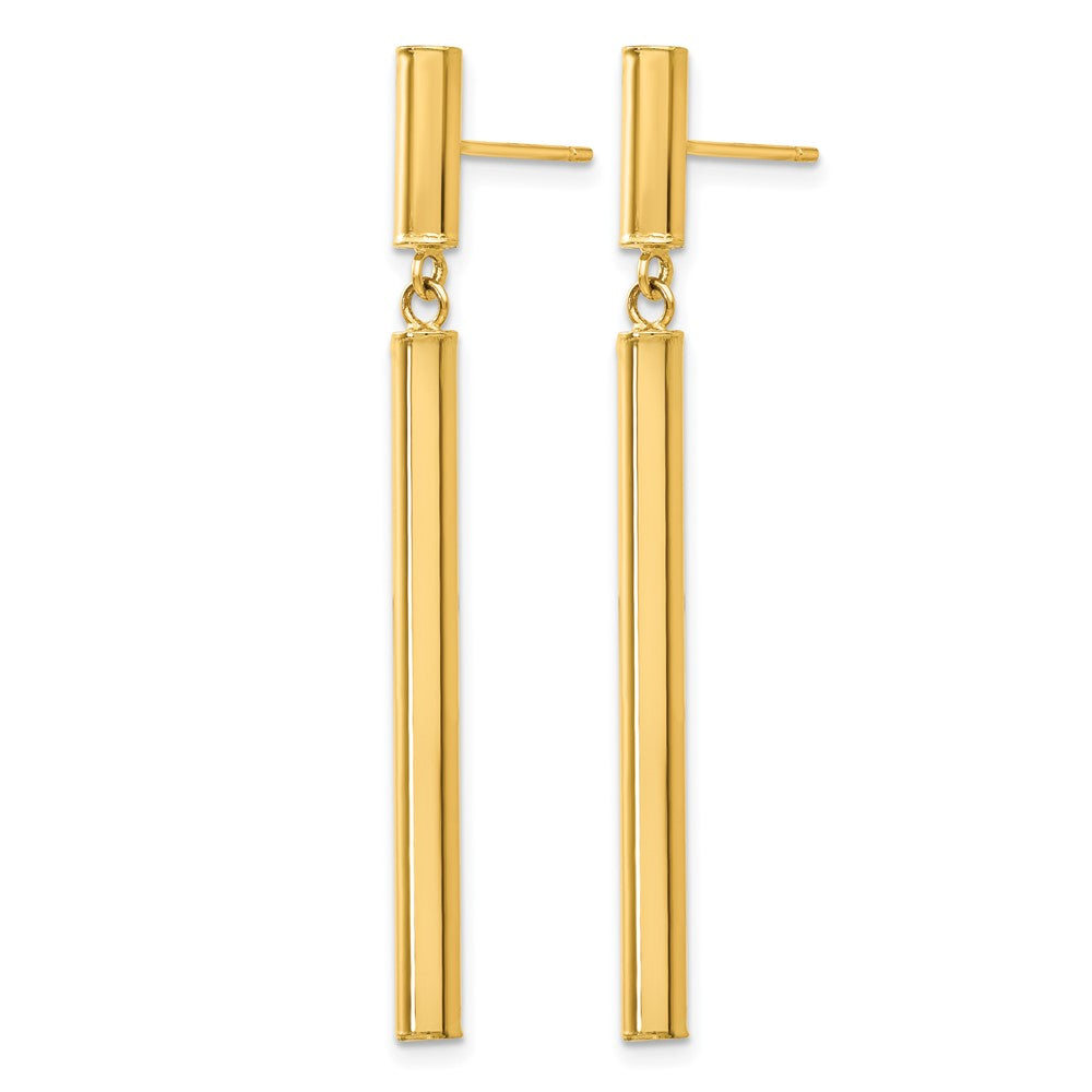 14k Polished Round Tube Dangle Post Earrings