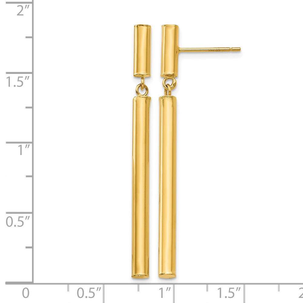 14k Polished Round Tube Dangle Post Earrings