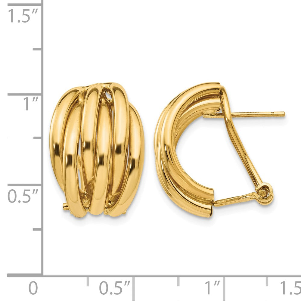 14k Polished Fancy Omega Back Post Earrings