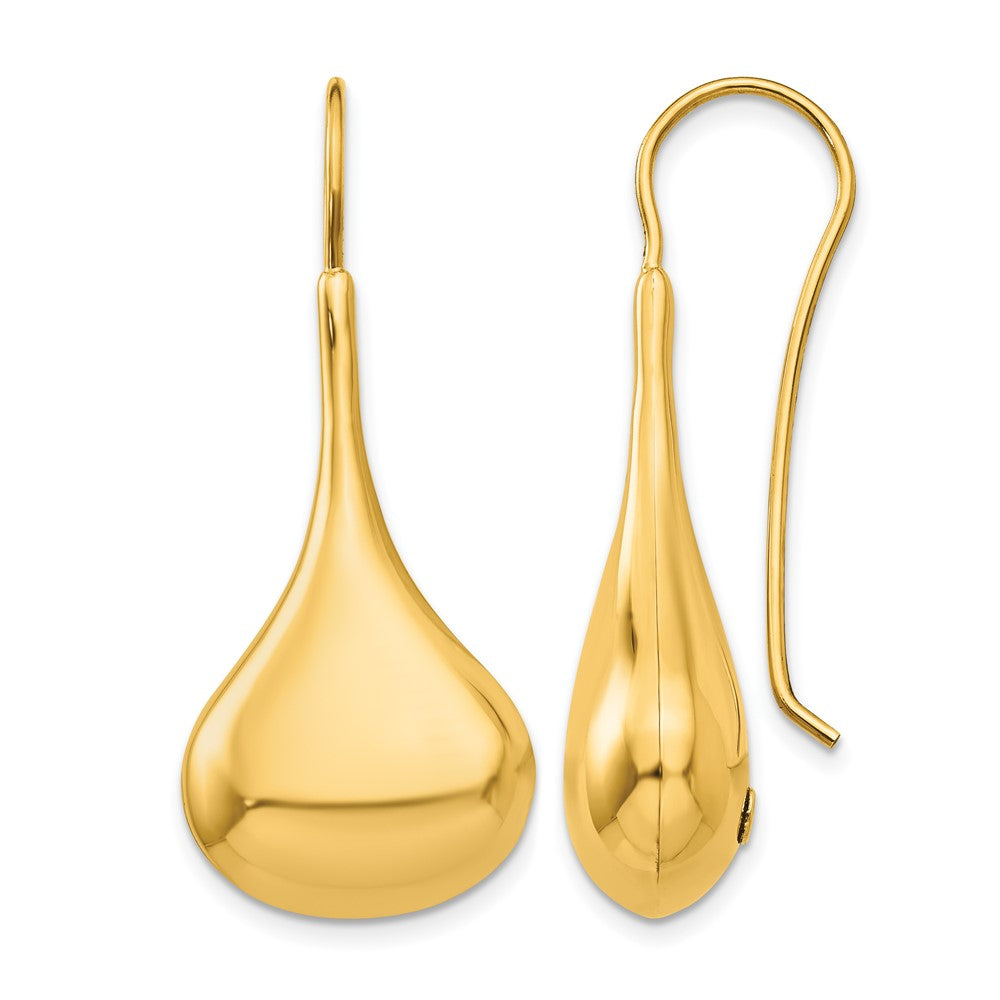14k Polished Abstract Dangle Wire Earrings