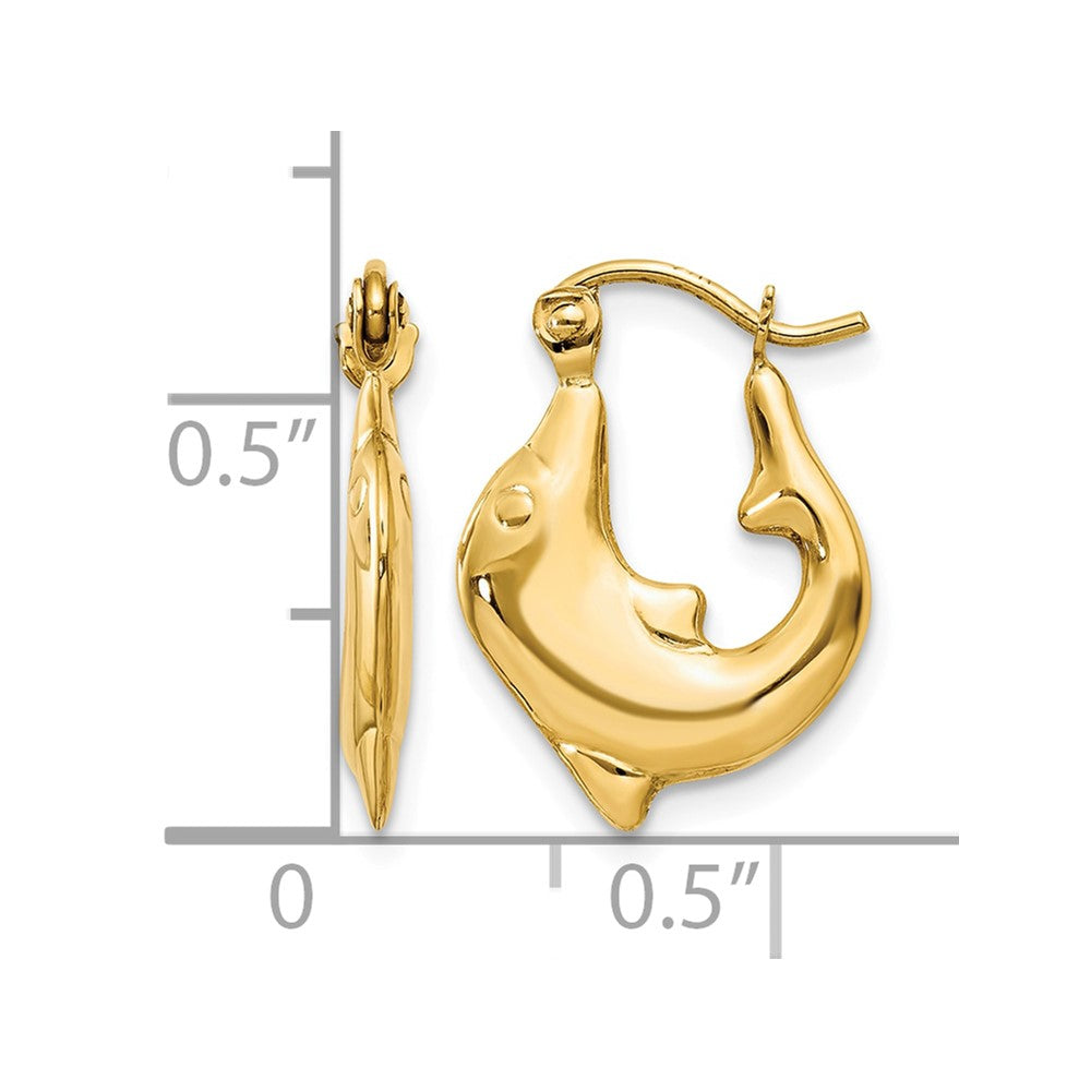 14k Polished Dolphin Hoop Earrings