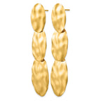 14k Polished Hammered Graduated 3-Circle Dangle Post Earrings