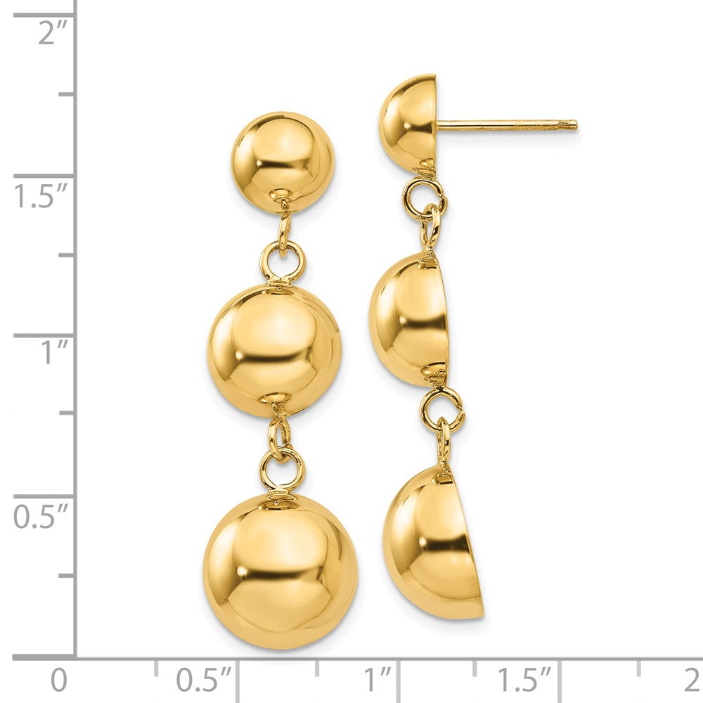 14k Polished Graduated Half-Ball Dangle Post Earrings