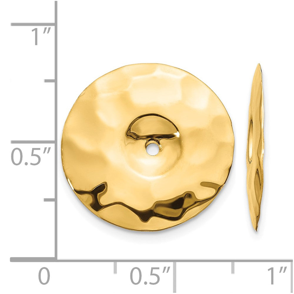 14k Polished Hammered Disc Earring Jackets
