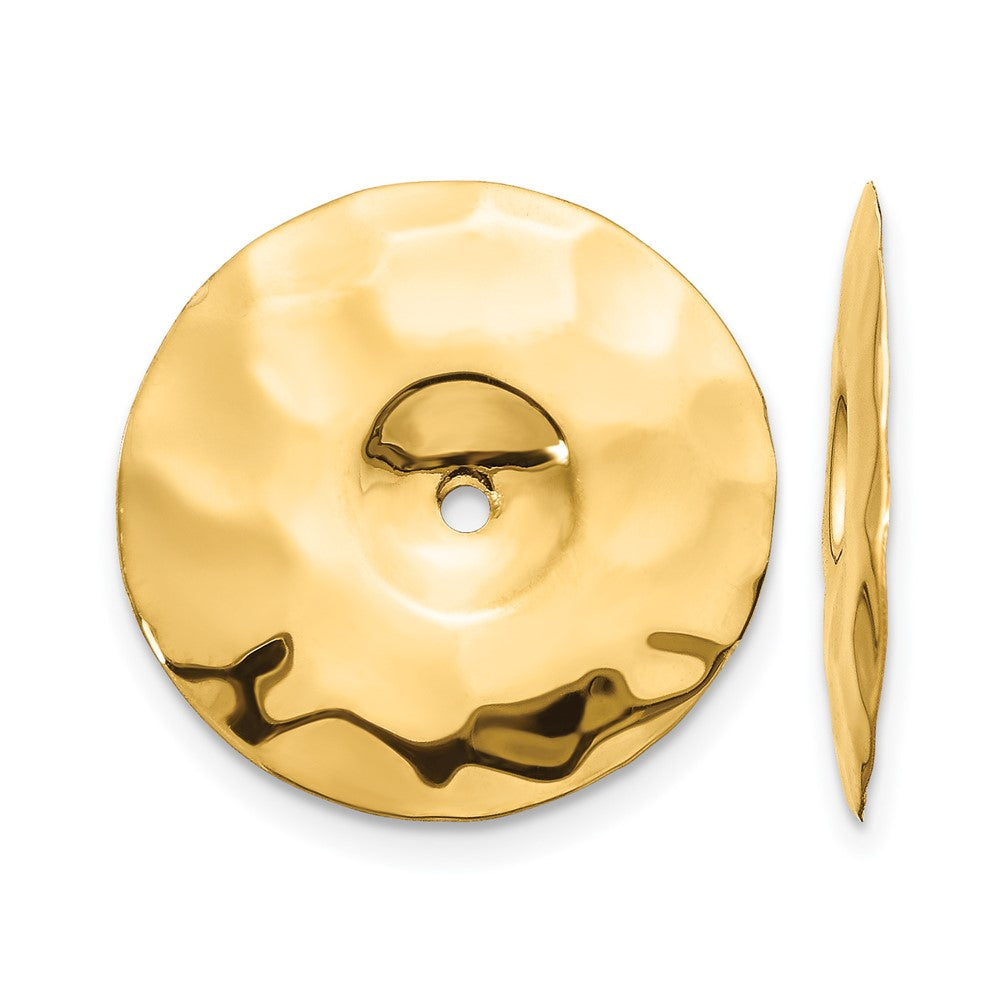 14k Polished Hammered Disc Earring Jackets