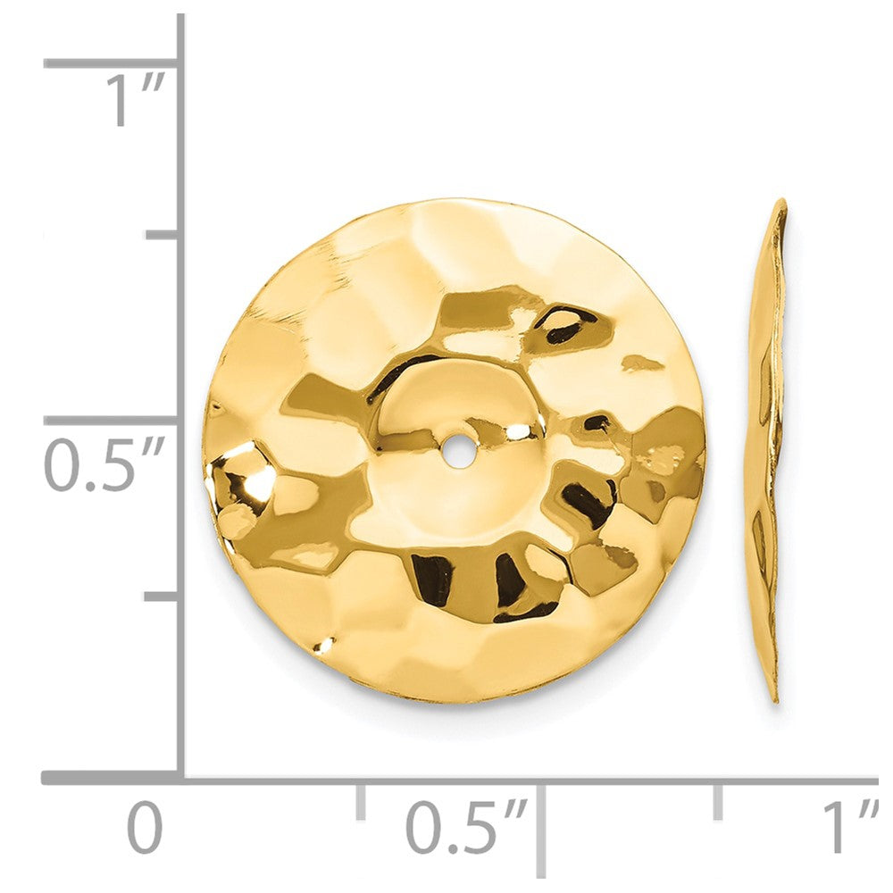 14k Polished Hammered Disc Earring Jackets