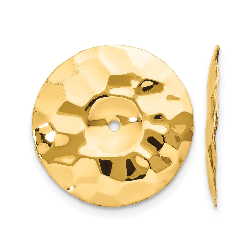 14k Polished Hammered Disc Earring Jackets