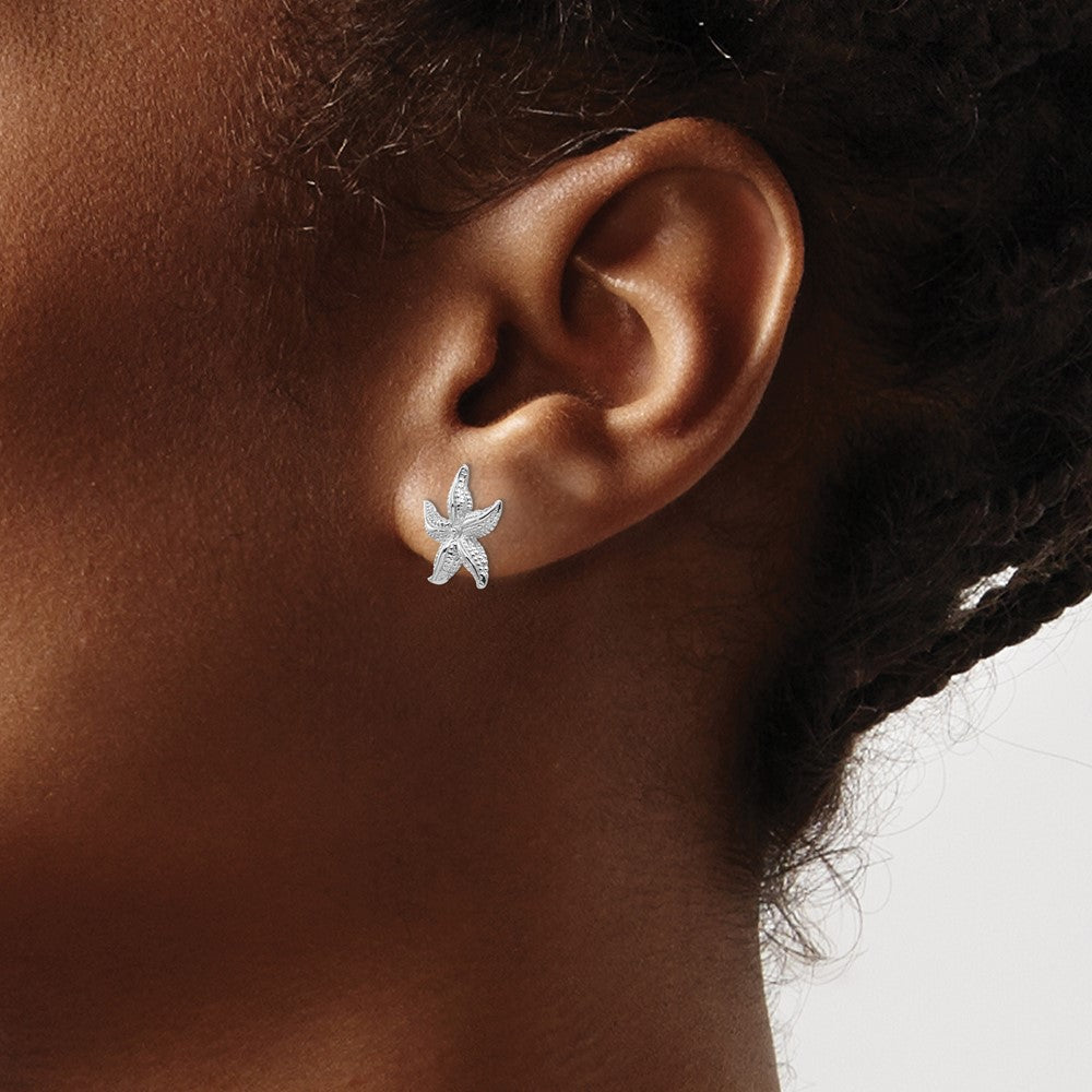 14k White Gold  Starfish Earrings