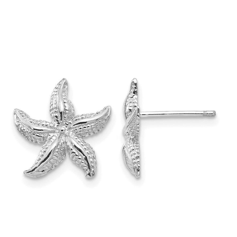 14k White Gold  Starfish Earrings