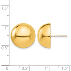 14k 16mm Polished Half Ball Post Earrings
