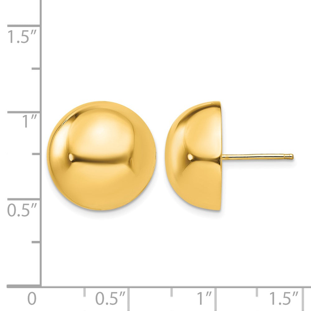 14k 16mm Polished Half Ball Post Earrings