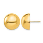 14k 16mm Polished Half Ball Post Earrings