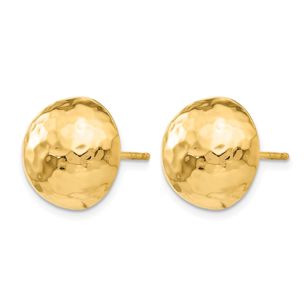 14k 12mm Hammered Half Ball Post Earrings