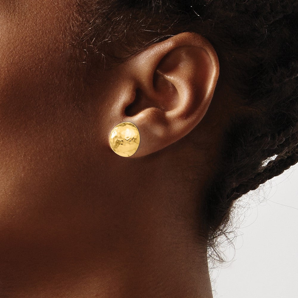 14k 12mm Hammered Half Ball Post Earrings