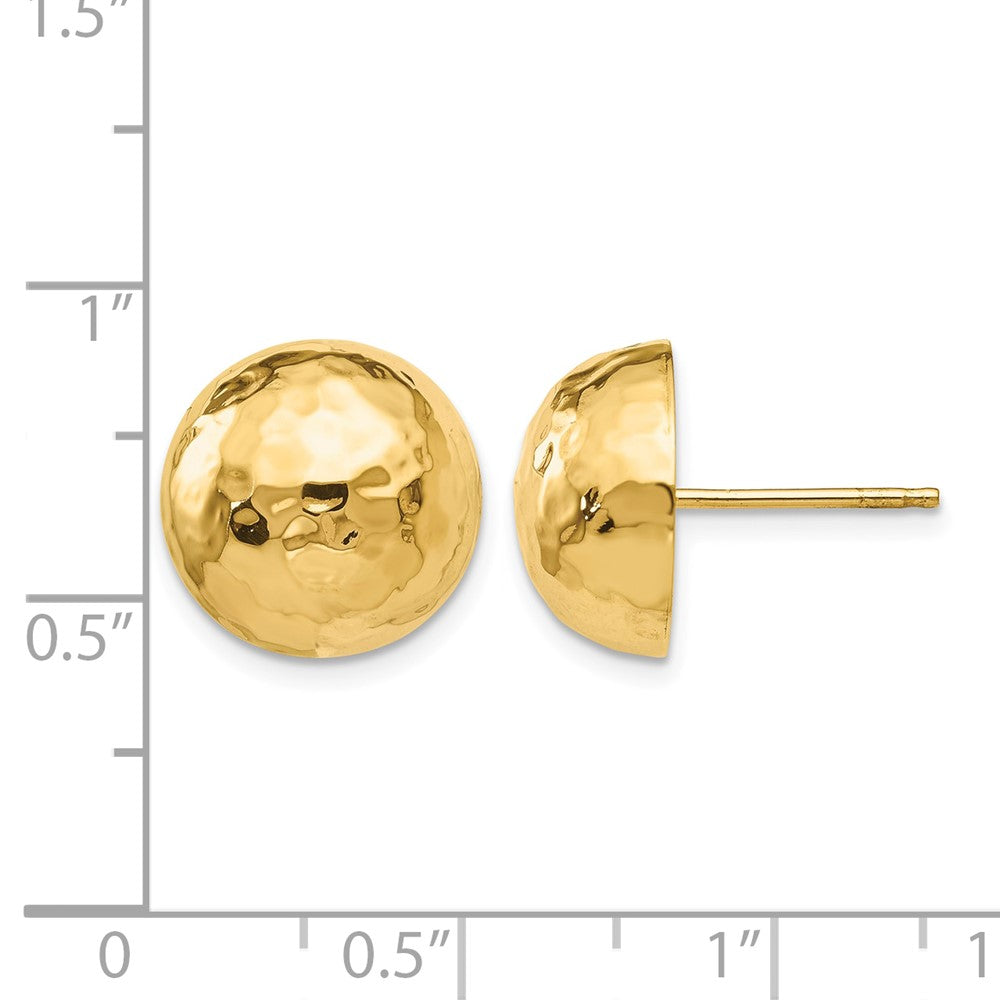 14k 12mm Hammered Half Ball Post Earrings