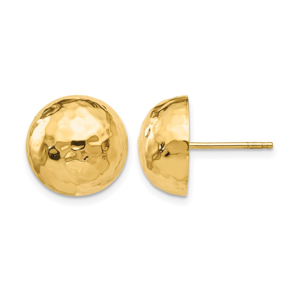 14k 12mm Hammered Half Ball Post Earrings