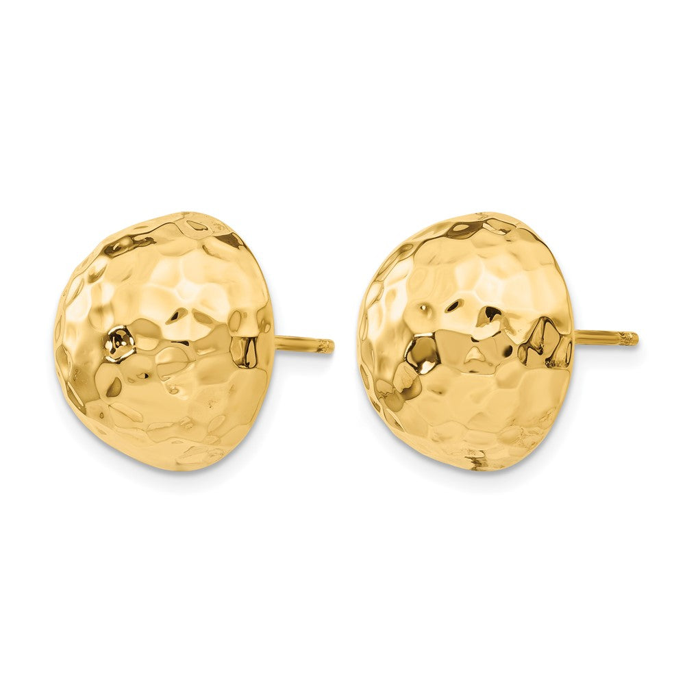 14k 14mm Hammered Half Ball Post Earrings