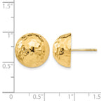 14k 14mm Hammered Half Ball Post Earrings