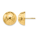 14k 14mm Hammered Half Ball Post Earrings