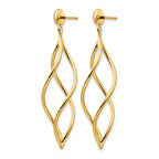 14k Curved Tube Swirl Dangle Post Earrings