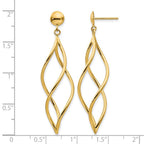 14k Curved Tube Swirl Dangle Post Earrings