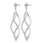 14k White Gold Curved Tube Swirl Dangle Post Earrings