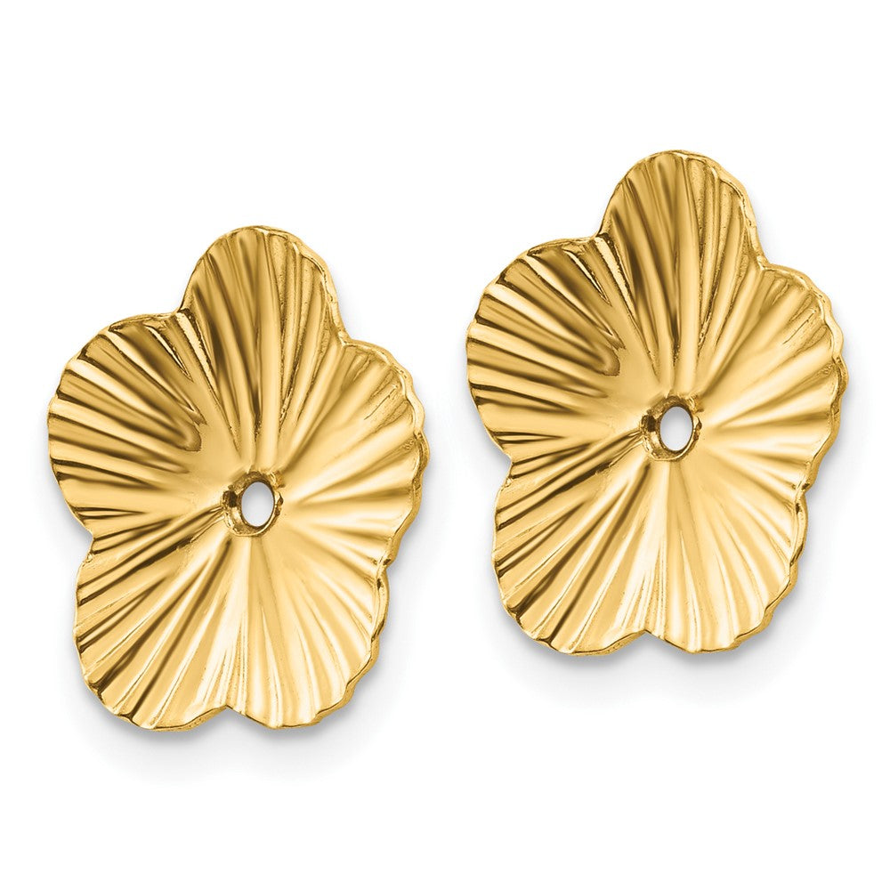 14k Polished Fancy Floral Earring Jackets