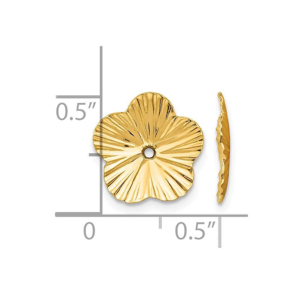 14k Polished Fancy Floral Earring Jackets