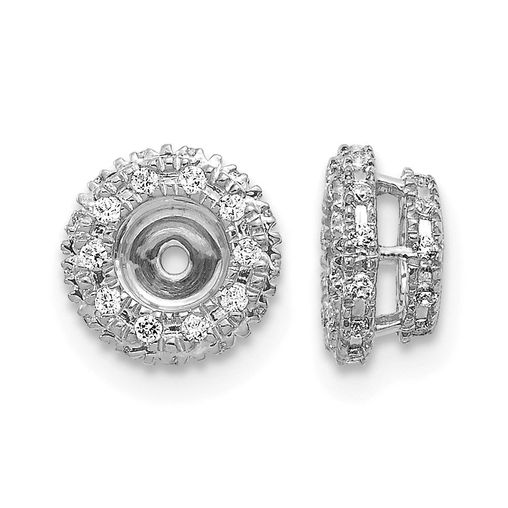 14k White Gold 1/5 carat Diamond Circle Earring Jackets